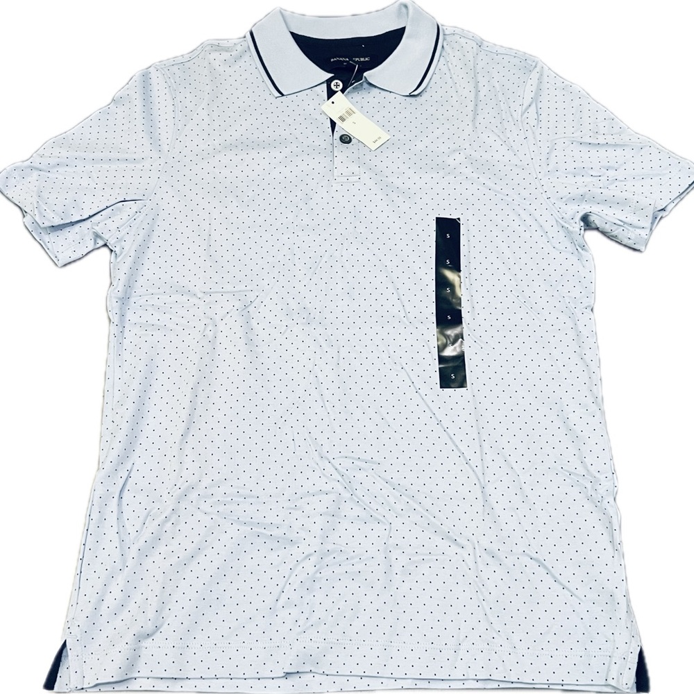 Banana Republic White Polka Dot Polo Shirt